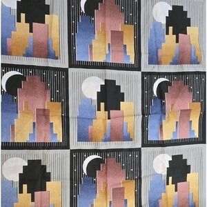 TWO Vintage 80's BARRITONE Fabric Remnants 47x94" and 47x79"‎